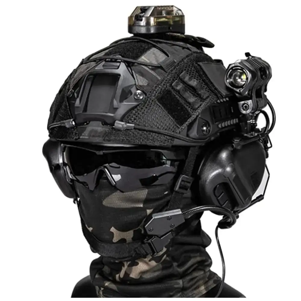 Capacete tático ao ar livre conjunto com máscara protetora e fone de ouvido, NVG Mount Goggles, lanterna para tiro Airsoft Paintball - Image 1