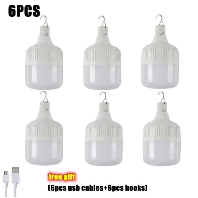 Conjunto de Lâmpadas de Emergência LED Recarregáveis para Acampamento - Portáteis, com Gancho, Ideal para Barracas e Churrascos (1/2/4/6/8/10 Peças)