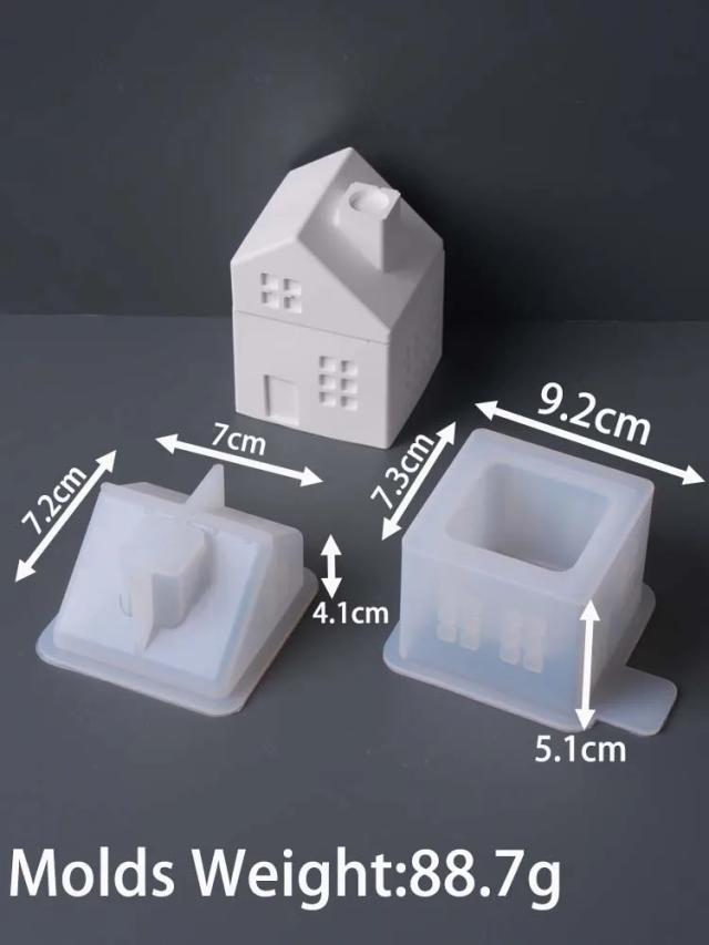 Molde de Silicone para Vela/Sabonete Forma de Casa Artesanal para Presente e Decoração