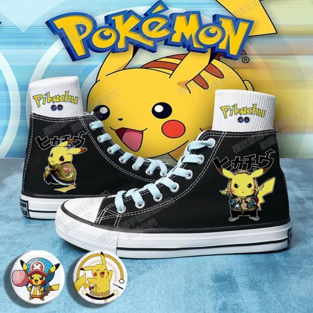 Pokémon Pikachu Tênis Infantil Cano Alto Respirável Verão 1 Par