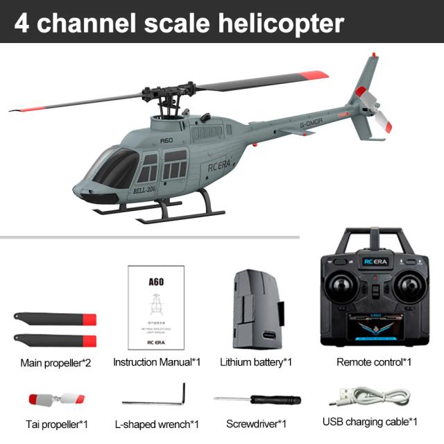 RC ERA A60 Helicóptero Escala 1/42 BELL-206 Fluxo Óptico 6 Eixos