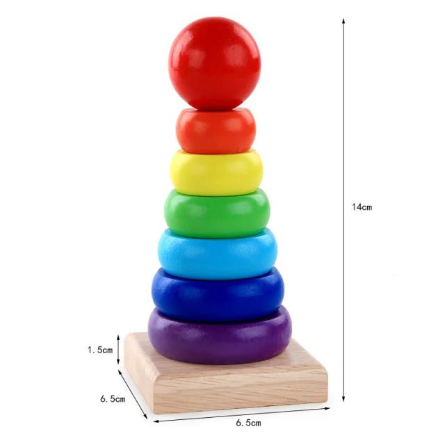 Brinquedo de Madeira Torre Arco-Íris para Bebês - Educação Infantil e Montessori