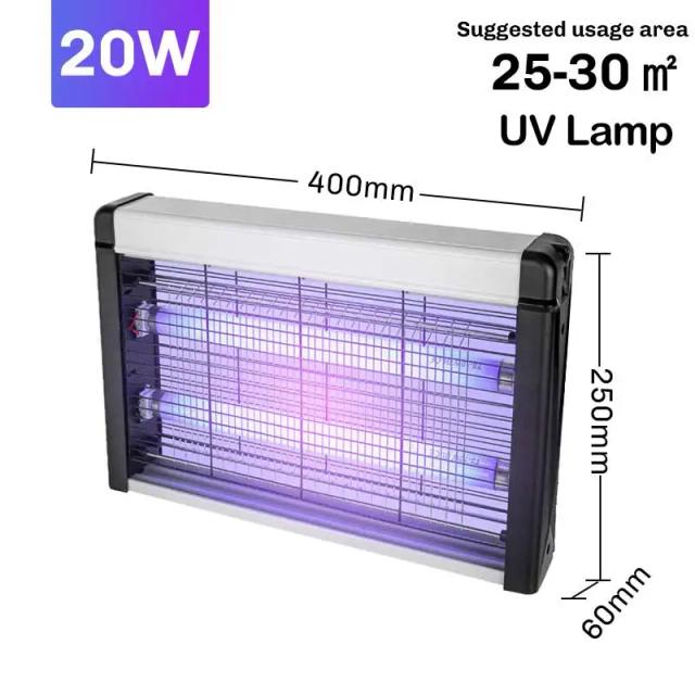 Lâmpada Elétrica UV e LED para Controle de Insetos - Armadilha Repelente de Mosquitos e Moscas 20W para Uso Interno e Externo