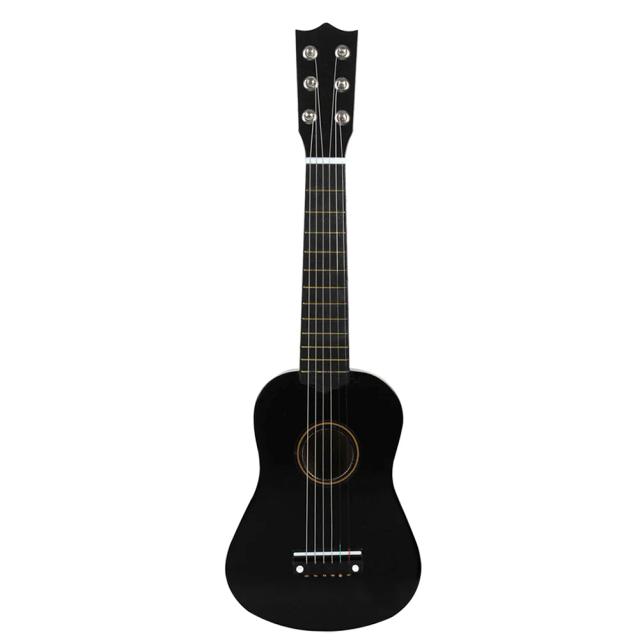 Mini Baixo Acústico de 6 Cordas para Crianças - Instrumento Musical Educativo em Madeira de Basswood com Palhetas, Ideal para Aprendizado e Brincadeiras