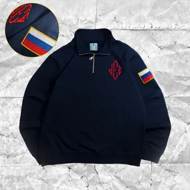 Moletom Vintage Y2K Bordado Gola Alta Zíper Pullover Oversized Casual Esportivo Unissex