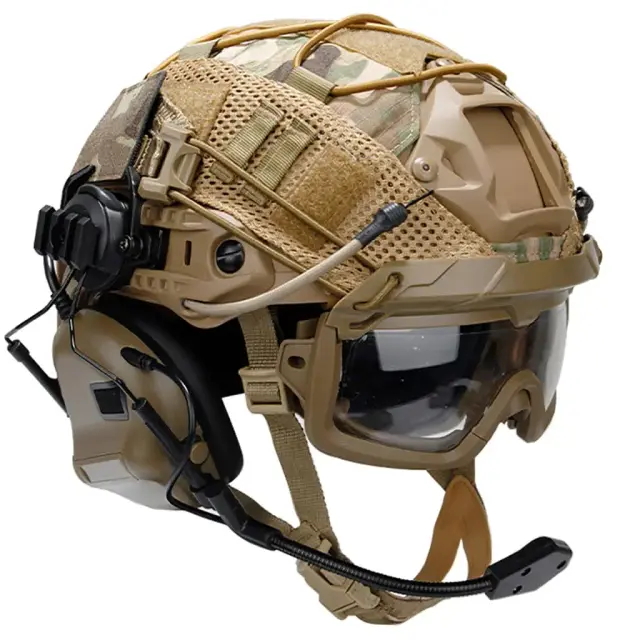 Capacete Tático Rápido Ajustável Airsoft com Fone de Ouvido e Acessórios