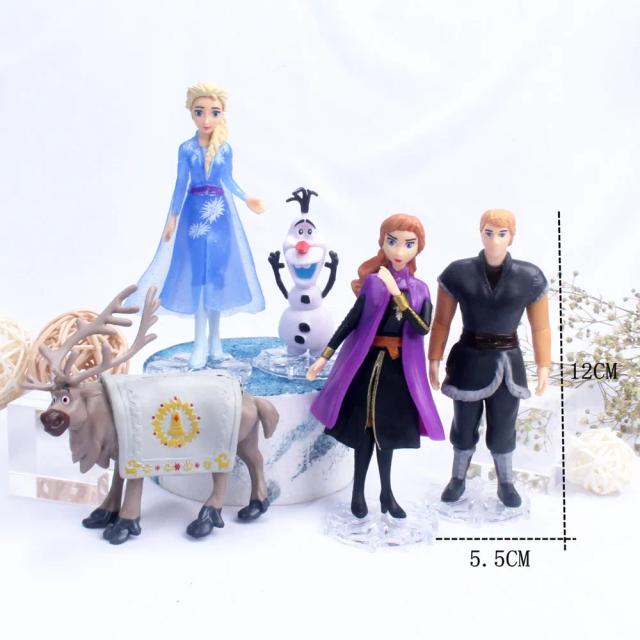 Herocross Disney Frozen 2 Elsa Anna Olaf Figuras Modelo Princesa Elza Boneca Brinquedo Conjunto Presente para Crianças