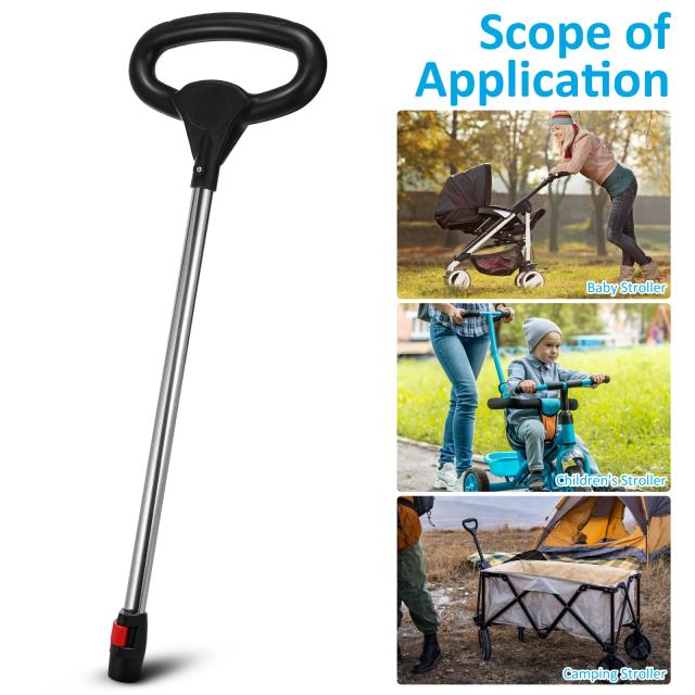 Alça de Carrinho de Bebê Liberação Rápida 77cm Aço Inox/Plástico