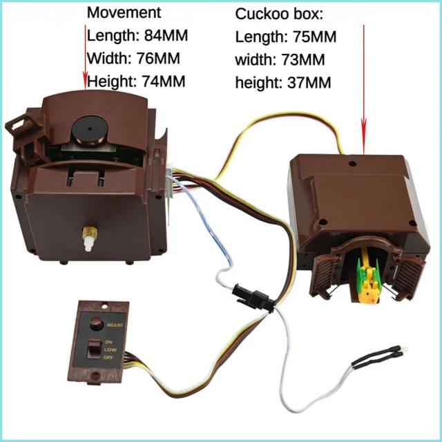 Mecanismo de Relógio de Parede Cuco com Controle de Luz Silencioso e Caixa de Música - Kit Completo de Acessórios para Relógios de Pêndulo