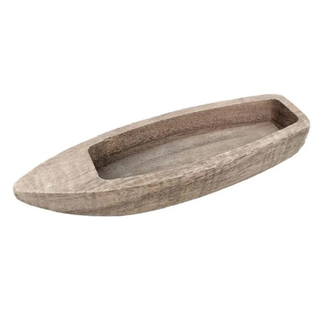 Mini Barco de Madeira para Decoração de Casa e Aquário 1 Peça