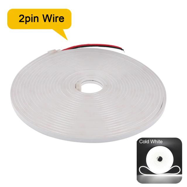 Fita de LED Neon Impermeável e Flexível em Silicone para Decoração, 9 Cores Disponíveis, 12V e 24V com Conexão de 2 Pinos