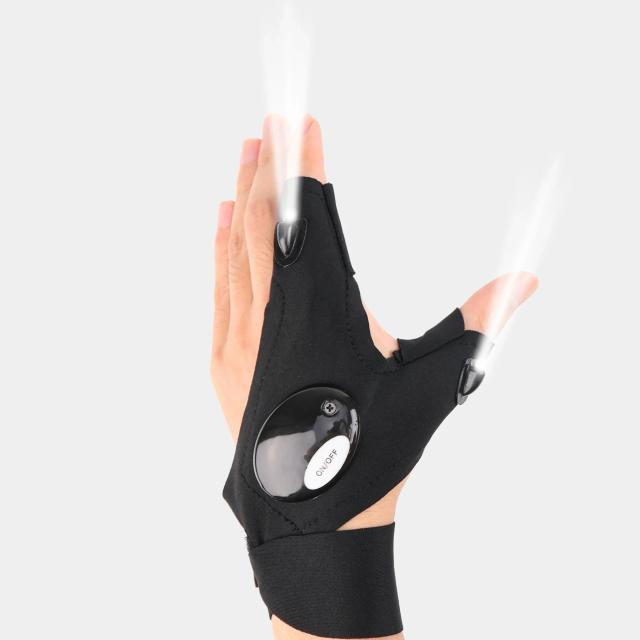 Luva de Meio Dedo LED Impermeável para Ciclismo e Pesca Noturna - Unissex
