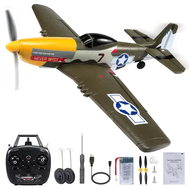 RC P51 Mustang 4CH 410mm Envergadura Acrobático RTF