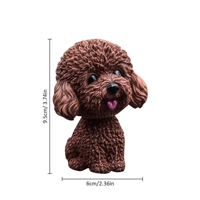 Cão Bobblehead de Resina para Carro - Decoração Animada com Cabeça Oscilante