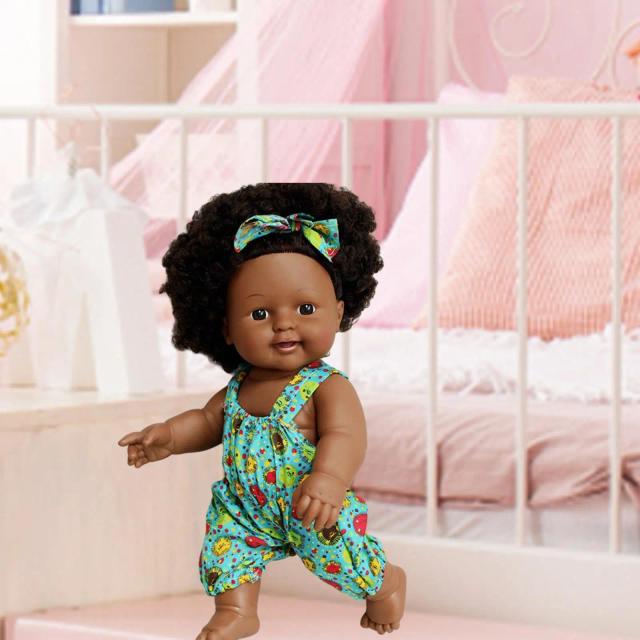 Boneca Reborn Afro-Americana Olhos Abertos 30cm
