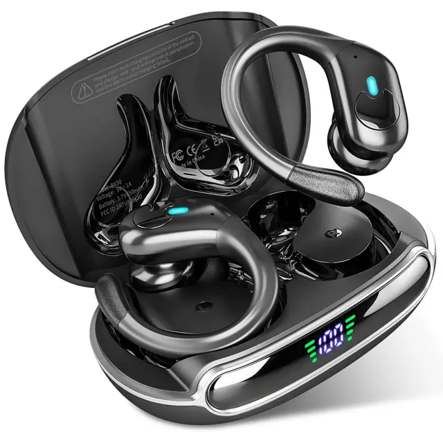 Fones de Ouvido Esportivos Bluetooth 5.3 BX30 TWS à Prova d'Água com Display de Energia