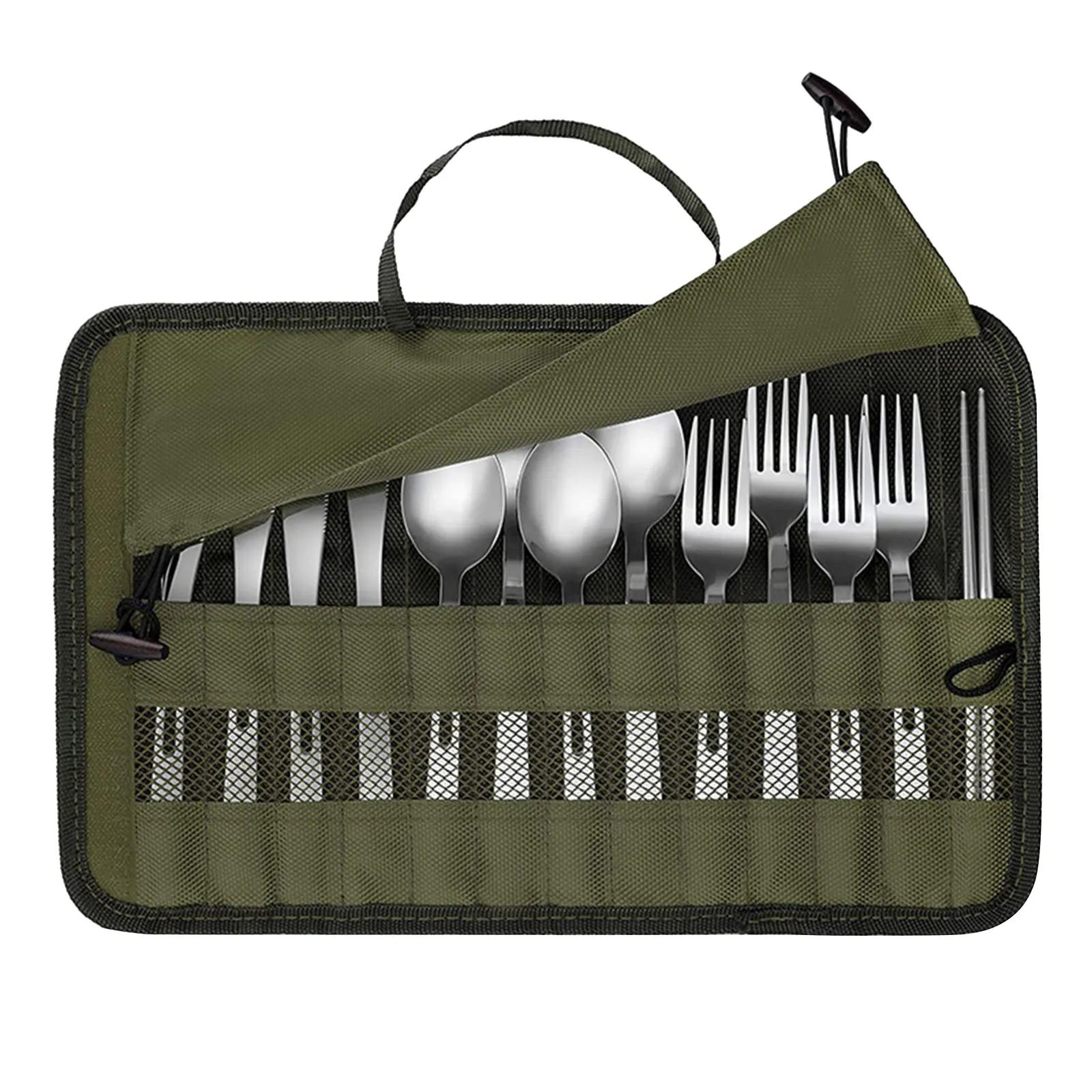Saco de talheres portátil acampamento cozinha conjunto de utensílios de cozinha conjunto de utensílios de cozinha saco de armazenamento gadgets cozinha colheres para churrasco festa - Image 1