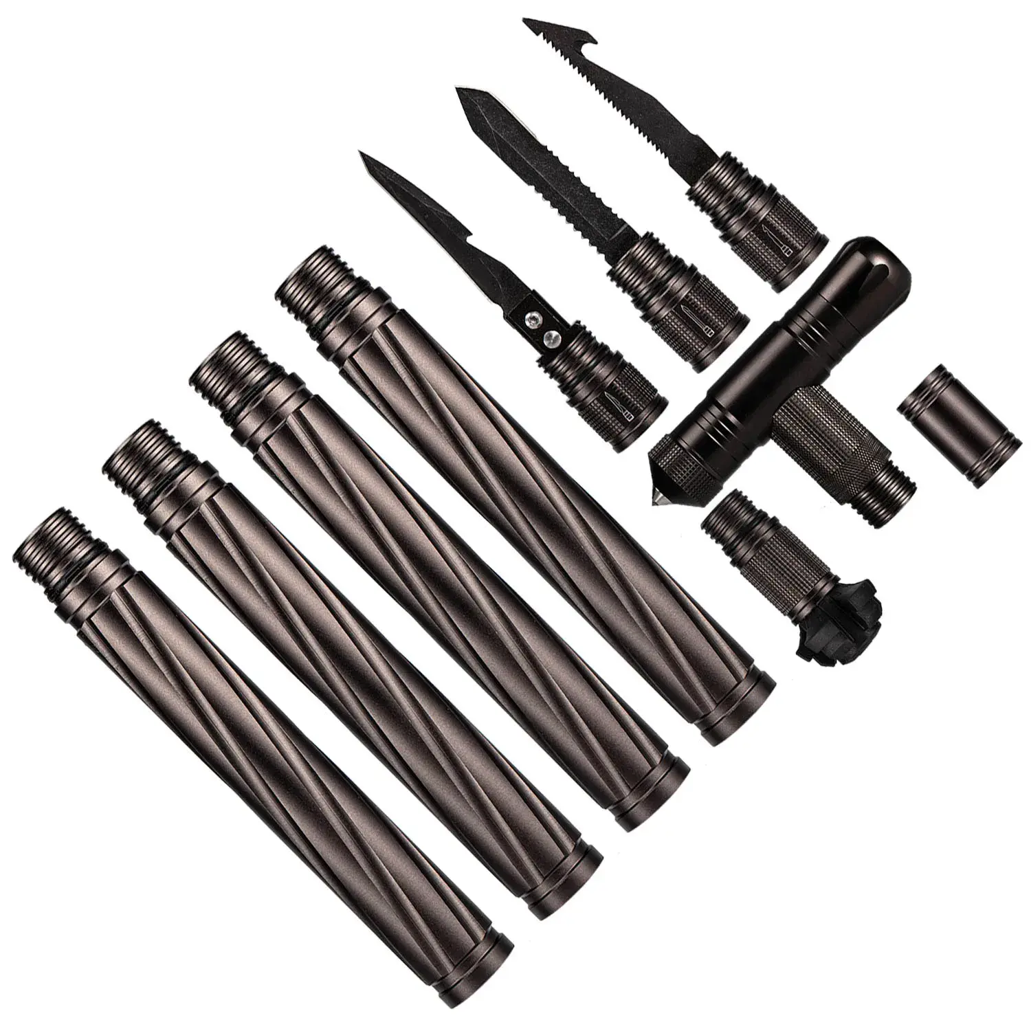 Outdoor Fold Trekking Pole, Walking Stick, Hiking Stick, Camping, Autodefesa, Segurança, Multi-Funcional, Home Rod, Ferramenta de Sobrevivência - Image 1