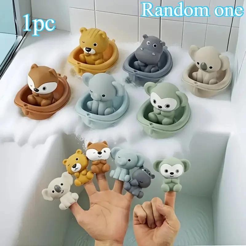 Conjunto de brinquedos de banho flutuantes para animais empilháveis | Jogo sensorial educacional infantil com ventosas para banho, piscina e praia - Image 1