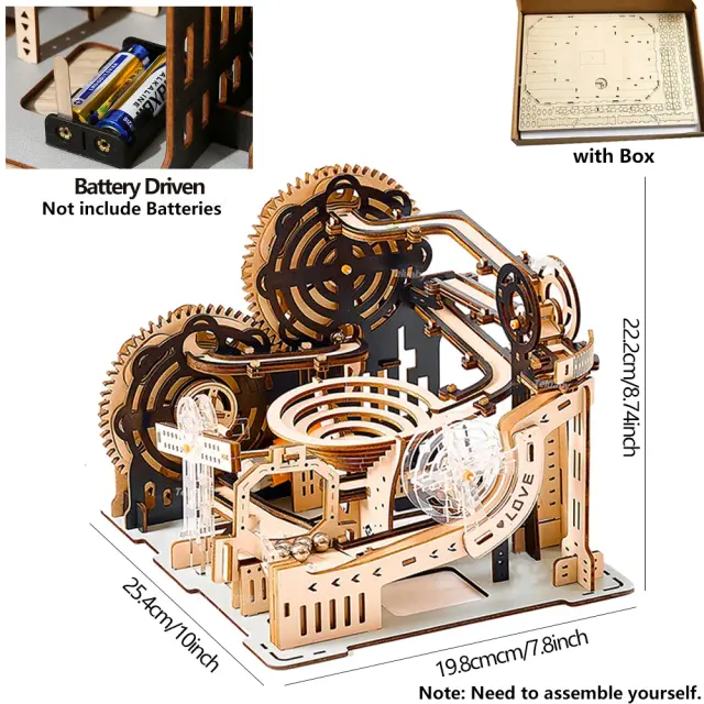 Kit de Construção de Madeira 3D Elétrico Motorizado Marble Run - Brinquedo Educativo para Crianças e Adultos