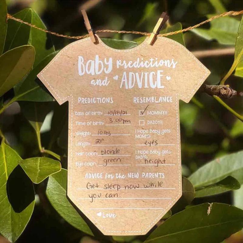 Cartões decorativos de papel kraft para chá de bebê, 5pcs, diy, decoração do partido batismo, ornamentos pendurados para o gênero revelar - Image 1