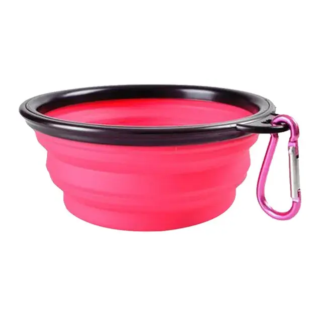 Dobrável Silicone Pet Bowl, comida para cães e água Bowl, acampamento ao ar livre, viagens, dobrável portátil, pratos com mosquetão, Pet Shop - Image 1