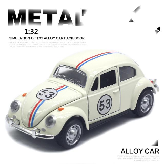 Carro de Brinquedo Besouro Clássico Diecasts 1:32 com Puxar para Trás