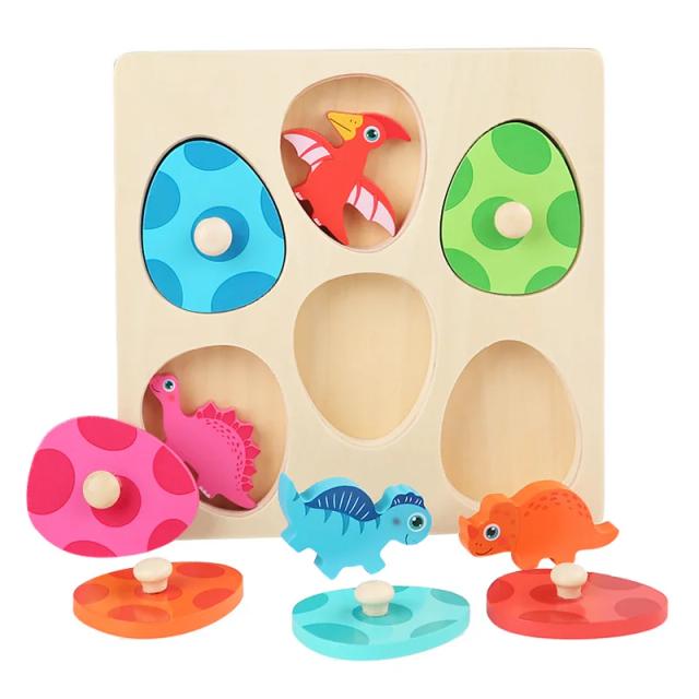Quebra-Cabeça Dinossauro Madeira Multicamadas Brinquedo Educativo Infantil