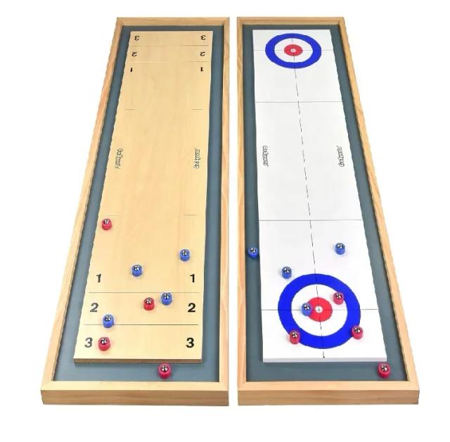 Mesa de Madeira Shuffle Board & Curling 2 em 1 Clássico