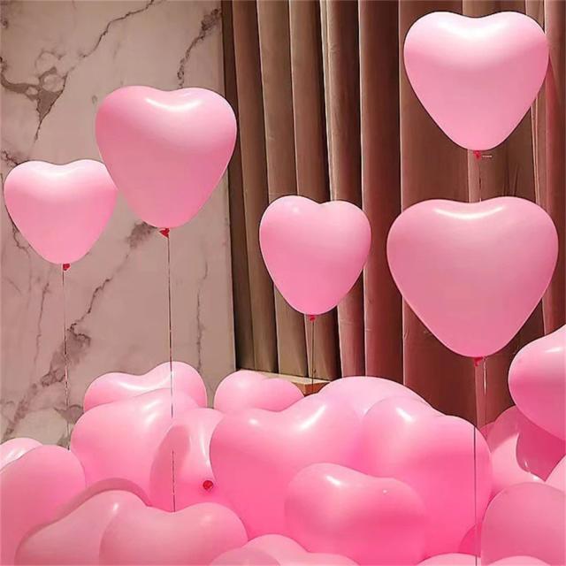 Balões de Látex Coração para DIY: Dia dos Namorados, Noivado e Casamentos - Pacote com 20 Unidades em Vermelho, Rosa e Preto