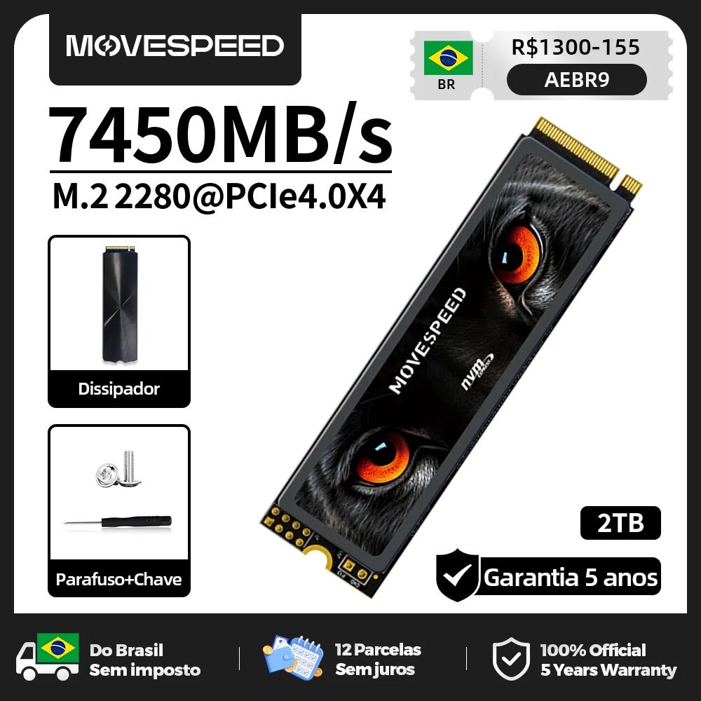 Movespeed 7450 mb/s 2tb 4tb ssd m.2 2280 pcie 4.0x4 unidade de estado sólido chip tlc disco rígido interno para ps5 pc portátil - Image 1