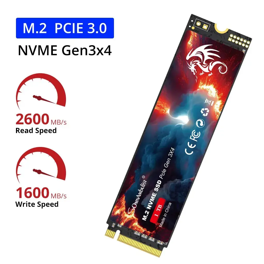 Sombolist-Unidade Interna de Estado Sólido para Laptop, Desktop, Consola de Jogos, SSD M2, NVME, 128GB, 256GB, 512GB, 1TB, M.2 2280, PCIe 3.0 - Image 1