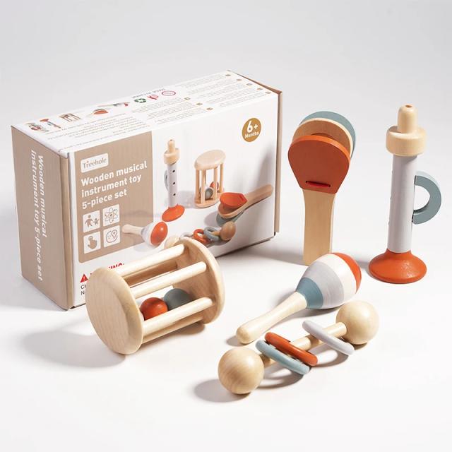 Brinquedo Musical Infantil Montessori 5 Peças Madeira Educativo