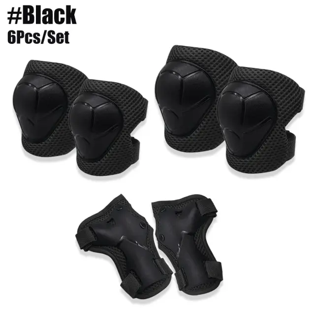 Conjunto de Joelheiras e Cotoveleiras Infantis 6 Peças Proteção Ajustável Skate Patins