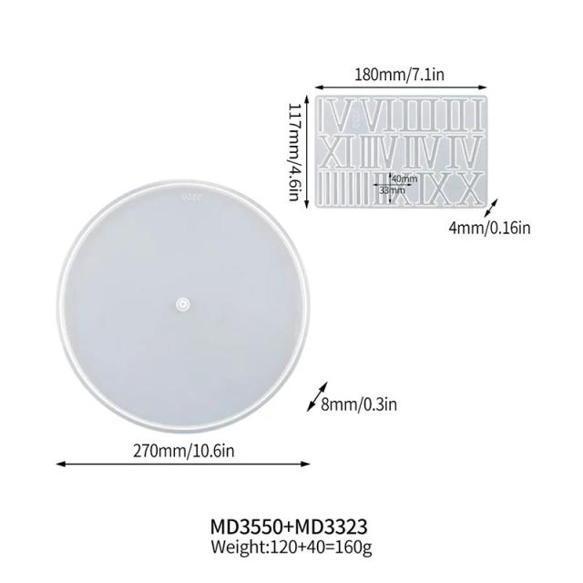 Molde de Silicone Resina Epóxi para Relógio Redondo com Números Romanos e Flores 1 peça