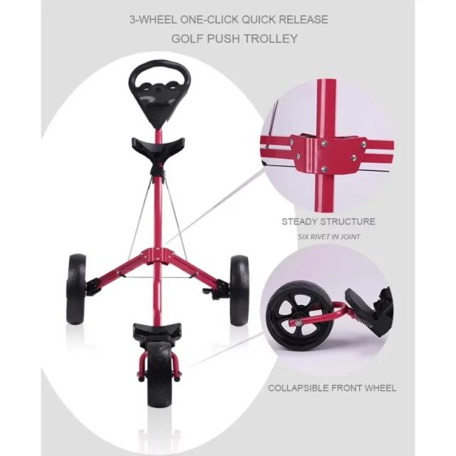 GT Carrinho de Golfe 3 Rodas Prata com Porta-Copo USB e Suporte para Guarda-Chuva