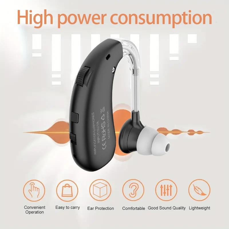 Fones de ouvido auxiliares com função de aparelho auditivo pendurado redução de ruído do ouvido projetado para idosos - Image 1
