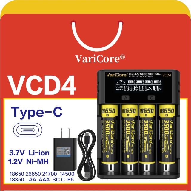 VCD4-4 SLOT Carregador Inteligente LCD Baterias Ni-MH/Li-ion 1.2V/3.7V