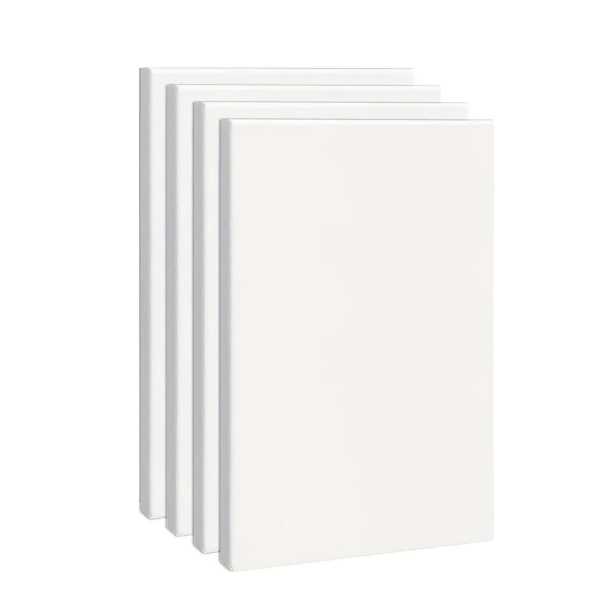 Telas de tinta sem ácido para pintura, placas de lona plana branca para adultos e adolescentes, 8x12 polegadas, 4pcs - Image 1