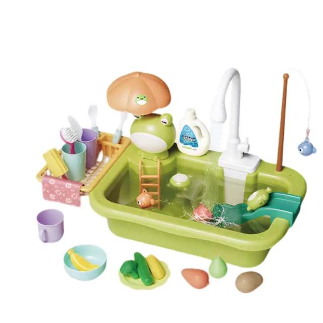 Conjunto Pia de Cozinha Infantil com Circulação de Água e Jogo de Pesca