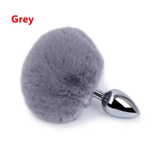 Brinquedo Erótico Coelho Anal Plug Massageador de Próstata com Cauda de Pelúcia