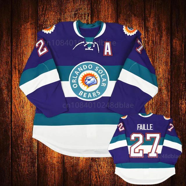 Custom Vintage Orlando Solar Bears Bordado Stitched Hockey Jersey - Juventude e Adulto