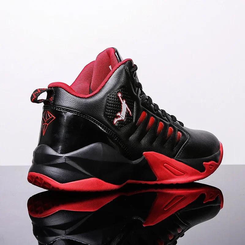 Marca de couro masculino tênis confortável basquete antiderrapante sapatos leves cesta de treinamento masculino botas de basquete à prova dwaterproof água - Image 1