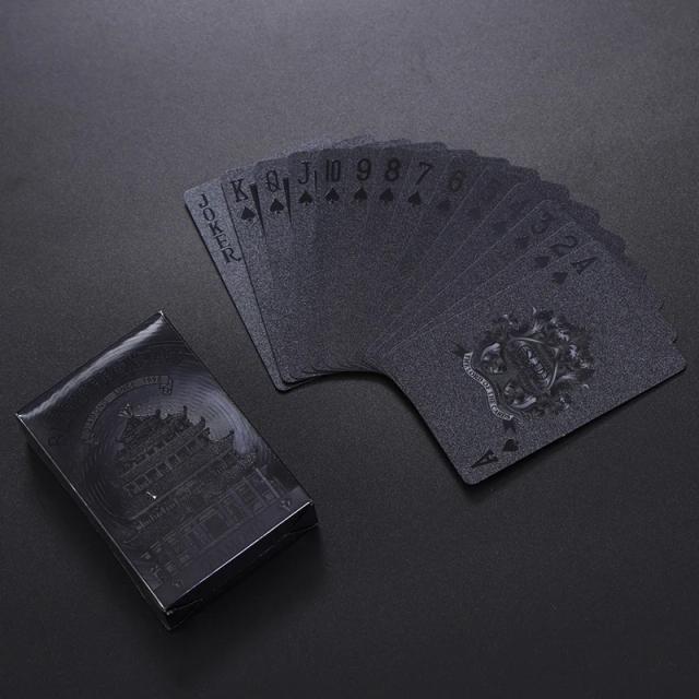 Cartas de Poker Pretas Impermeáveis PET/PVC Plástico - 1 Jogo