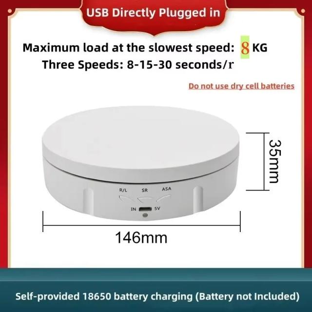 Suporte Giratório Elétrico 360° 146mm para Joias e Modelos