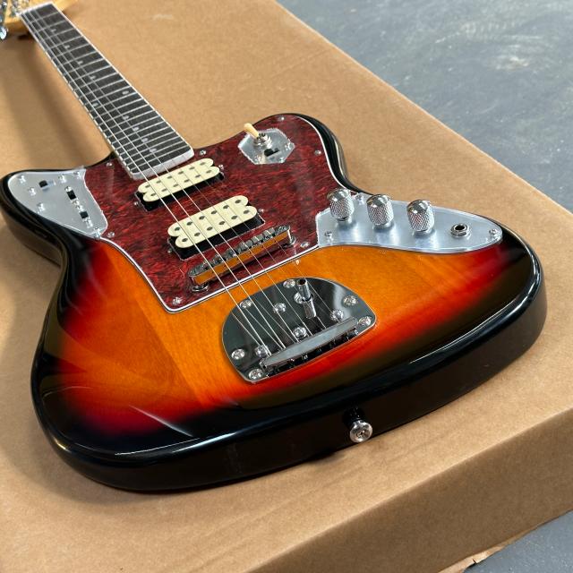 Jazzmaster Guitarra Elétrica Laranja Cromo Hardware Vermelho Pickguard