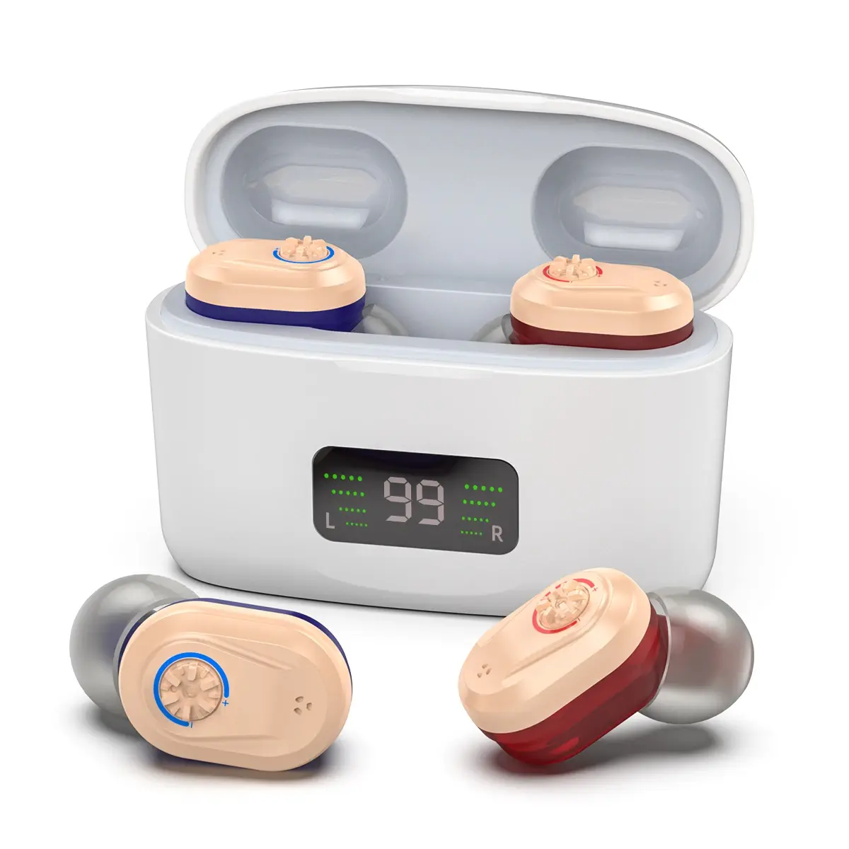 Mini aparelho auditivo com cancelamento de ruído sem fio para idosos, display digital HD, caixa de carregamento de bateria de grande capacidade - Image 1