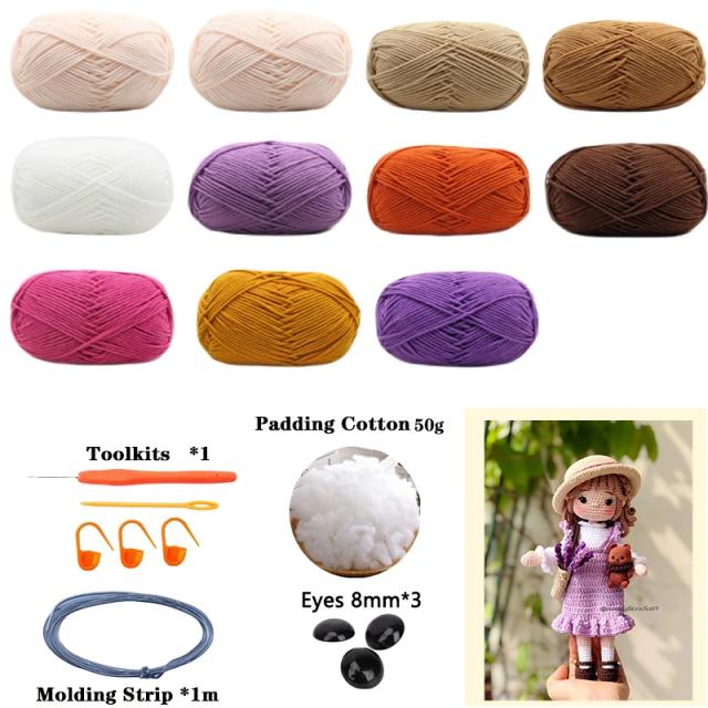 Conjunto de Materiais para Boneca Amigurumi Crochê Artesanal - Fio Premium