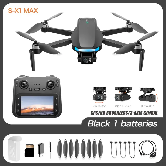 S-X1 Drone 4K Câmera HD 3 Eixos Gimbal 5G Transmissão de Imagem 5000M