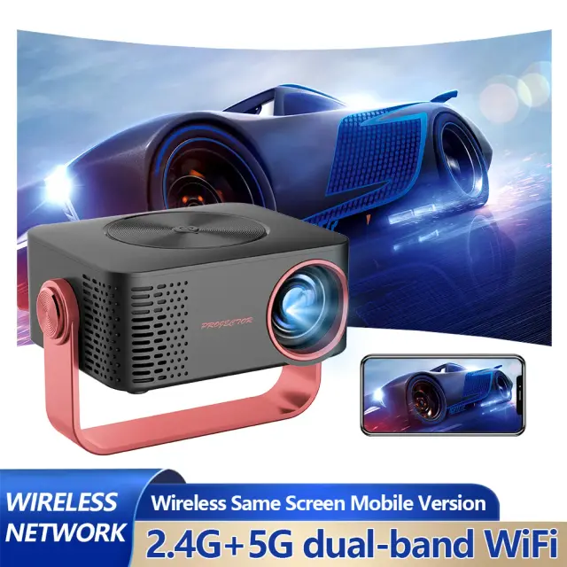 Mini Projetor Inteligente HD 1080p Wi-Fi Lâmpada LED Portátil